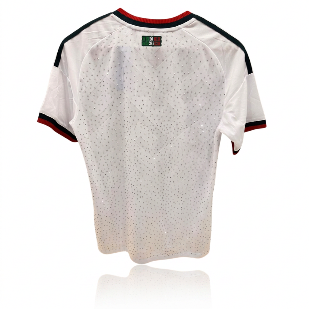 Jersey Blanco Selección Nacional Mujer  Version Jugador Brillos Lluvia