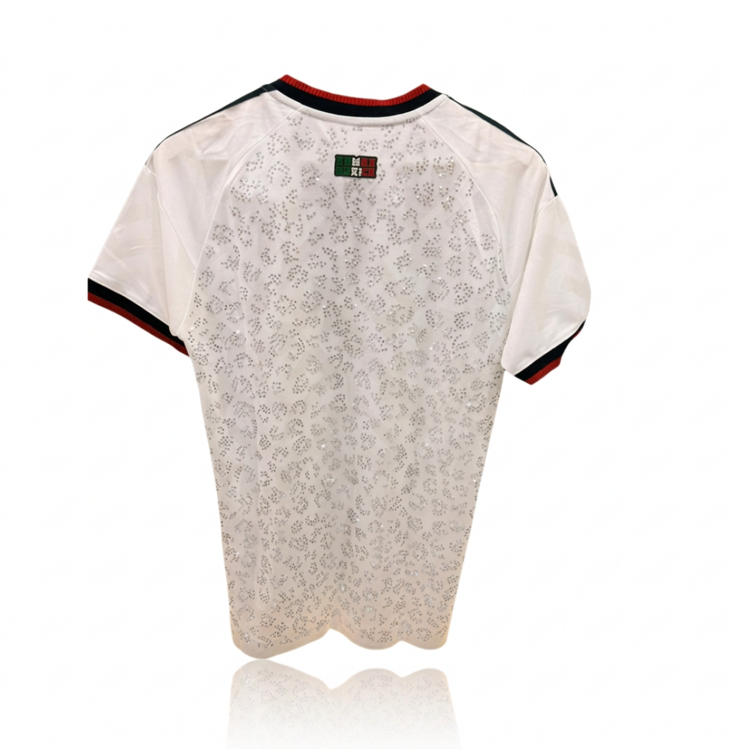Jersey Blanco Selección Nacional Mujer  Version Jugador Animal Print  Brillos